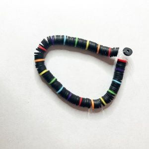 Rainbow Black Flat Clay Beaded Diy Handmade Cute Stylish Braclet